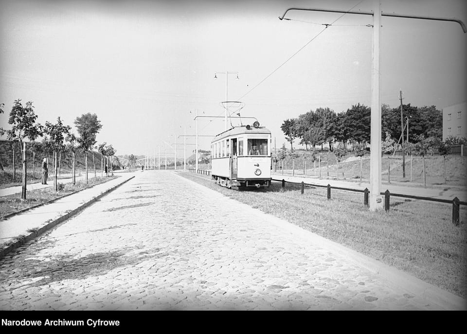 Tramwaj na ulicy Traugutta w Toruniu, 1936